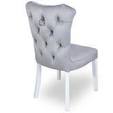 Scaun tapitat AYA , lemn alb - catifea gri